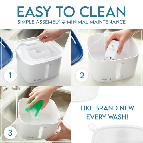Veken Innovation Award Winner 95oz/2.8L Pet Fountain, Automatic Cat Water Fountain Dog Water Dispenser with Replacement Filters for Cats, Dogs, Multiple Pets