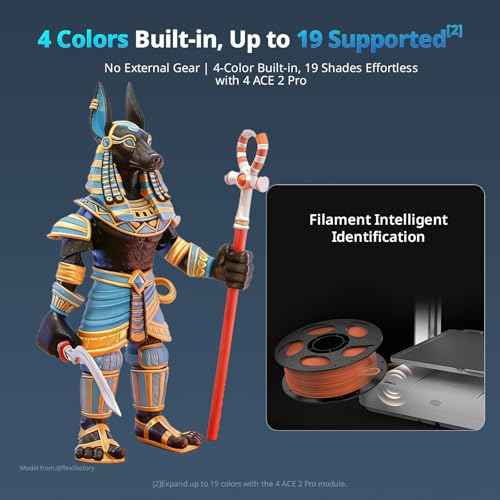 Anycubic Kobra X Multicolor 3D Printer, Easy Setup with Native 4-Color Printing Up 19 Color, 600mm/s Fast 3D Printing, AI Camera, Quiet 45dB, FDM Perfect for Kids Beginners Family Makers Professional