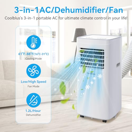 8400,10000,12000,14000,15000 BTU Portable Air Conditioners, Portable Ac with Remote Control Cool Up to 350,450 Sq.Ft, 3 IN 1 with Remote Control Sleep Mode, Windows kit,White & Garage