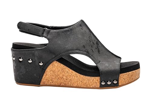 Corkys Footwear Womens Carley Wedges, Featuring Corkys EVA Foam Cushioned Insoles, A 2.5 Inch Heel, Lightweight For All Day Wear, And Hook And Loop Closure