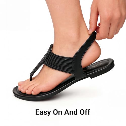 DREAM PAIRS Women's Elastic Strappy String Thong Ankle Strap Summer Gladiator Sandals