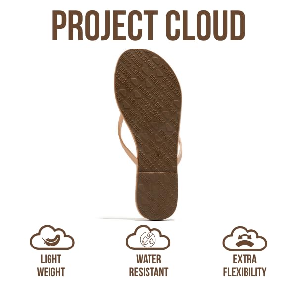 Project Cloud Flip Flops for Women Footwear- Lightweight and Memory Foam Insole Sandals for Women 2026 - Durable Non-Slip Beach Essentials Flats for Women Sandals (Foundations)