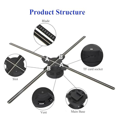 3D Hologram Fan,27.5 Inch 3D Hologram Led Fan Projector 832 HD LED Beads, Holographic Fan Advertising Support APP+Remote+Bluetooth Audio+Splicing,for Store ,Halloween,Christmas
