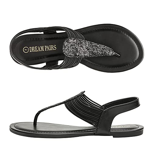 DREAM PAIRS Women's Elastic Strappy String Thong Ankle Strap Summer Gladiator Sandals