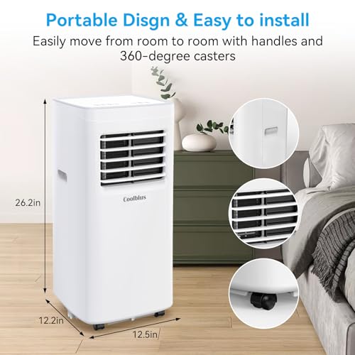 8400,10000,12000,14000,15000 BTU Portable Air Conditioners, Portable Ac with Remote Control Cool Up to 350,450 Sq.Ft, 3 IN 1 with Remote Control Sleep Mode, Windows kit,White & Garage