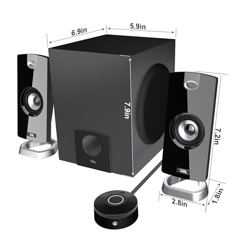 Cyber Acoustics 2.1 Subwoofer Speaker System with 18W of Power – Great for Music, Movies, Gaming, and Multimedia Computer Laptops (CA-3090) Green