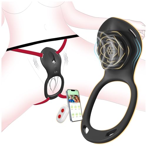 Couples Rose App Remote Control Wearable Vibrator, Couple Women Adult Sex Toys Games for Men, Hands Free Panty Clitoris Vibrator Vibrating Cock Ring, ZOOPLOU BDSM Female Sex Toy Clitoral Stimulator
