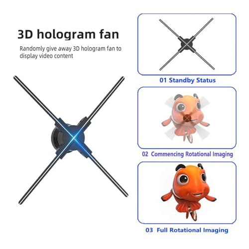 3D Hologram Fan,27.5 Inch 3D Hologram Led Fan Projector 832 HD LED Beads, Holographic Fan Advertising Support APP+Remote+Bluetooth Audio+Splicing,for Store ,Halloween,Christmas