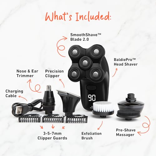 BaldiePro Blade Refill - Electric Shaver Replacement Head for BaldiePro Head Shaver - Electric Razor Replacement Blades for Bald Head and Face - Waterproof for Wet and Dry Shave