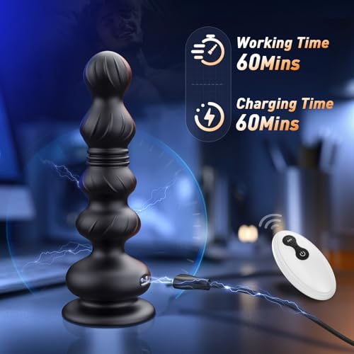 Thrusting Anal Beads Prostate Massager, BEISAR Anal Vibrator Anal Toys Butt Plug 10 Vibrating Thrusting Anal Plug Male Sex Toys for Men Women Adult Toys Gradual Bead Anal Trainer App