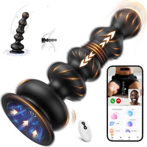 Thrusting Anal Beads Prostate Massager, BEISAR Anal Vibrator Anal Toys Butt Plug 10 Vibrating Thrusting Anal Plug Male Sex Toys for Men Women Adult Toys Gradual Bead Anal Trainer App
