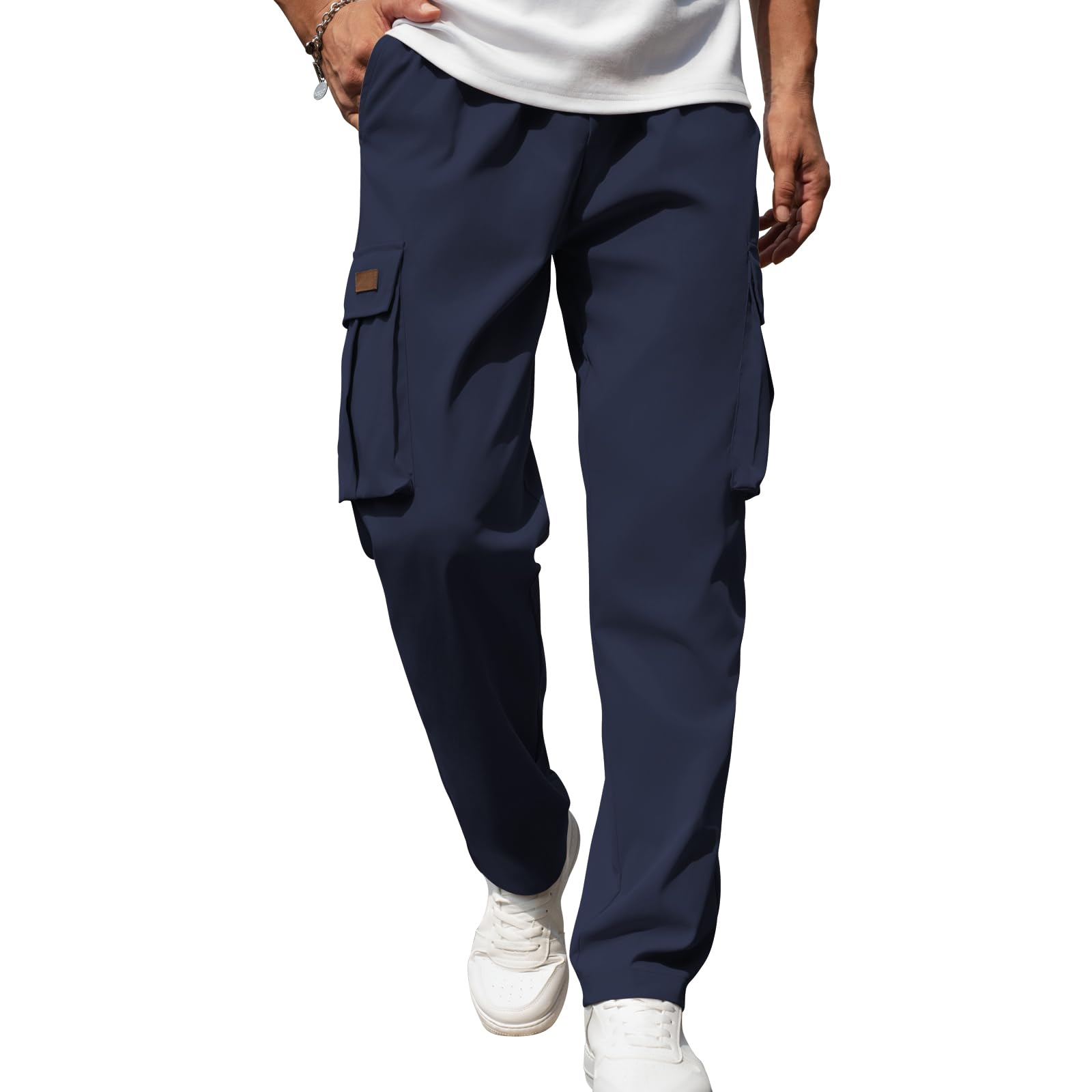 Mancozy Men's Casual Cargo Sweatpants Waist Drawstring Joggers Tactical Loose Fit Pants for Men with Multi Pockets