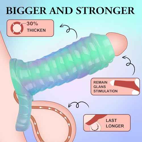 Dragon Penis Sleeve Enlargers Sex Toy for Men, Luminous Silicone Dildo Sleeve Male Penis Girth Extender with Cock Ring, Reusable Penis Enlargement Male Adult Sex Toys for Couples Play
