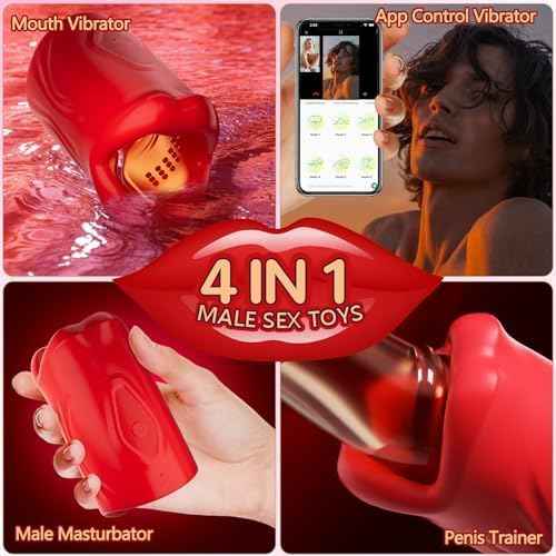 Male Vibrator Sex Toys for Men - Male Masturbator with 9 Vibration Modes & App Remote Control, Stroker Trainer Blowjob Toy for Penis Training Prolong Endurance, Sex Machine Adult Toys & Games