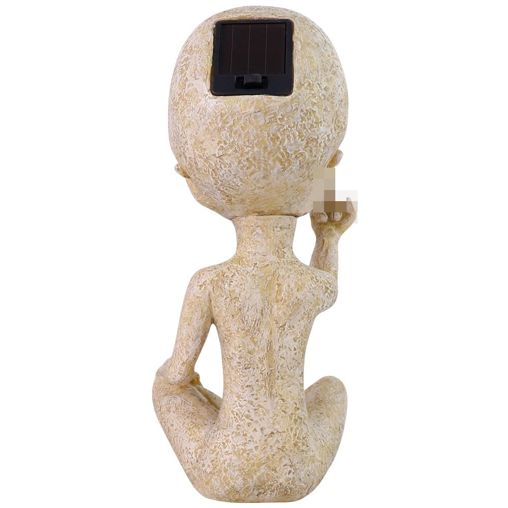Lopoti Solar Light Alien Statues Sculpture，Funny UFO Extraterrestrial Figurine for Home Garden Yard Art Outdoor Decoration.