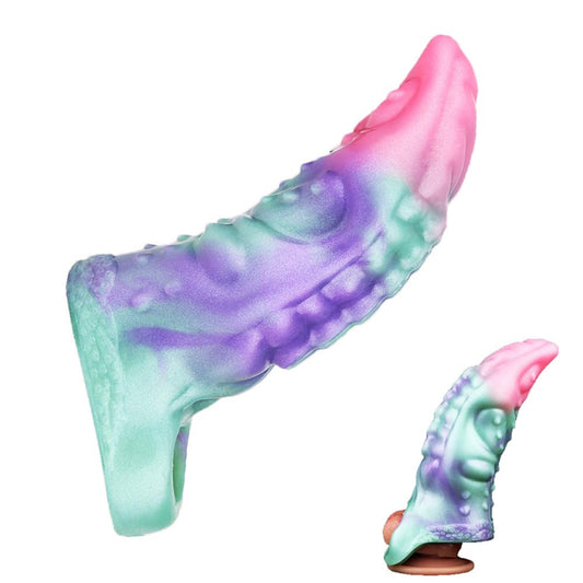 Reusable Multi-Color Liquid Silicone Made Penis Extender Sleeve Cock Ring, Octupus Tentacle Penis Enlarger Sleeve Monster Dildo Sheath Cover Male Adult Sex Toy