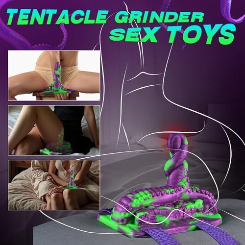 Monster Tentacle Dildo Riding Grinder Sex Toy, Fantasy Dildo Strap On Silicone Octopus Dildos with Adjustable Straps for Chair Swing Pillow Sofa Cushion Play, Adult Sex Toys Women Lesbian Couples
