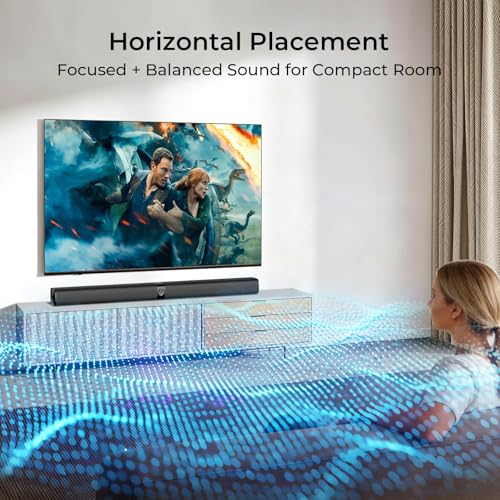 Assistrust Sound Bar for Smart TV, Soundbar with Bluetooth/ARC/Opt/AUX Connect, Auto Volume Boost, 3 Equalizer Modes, 2 in 1 Detachable Soundbar for TV/PC/Gaming/Projectors