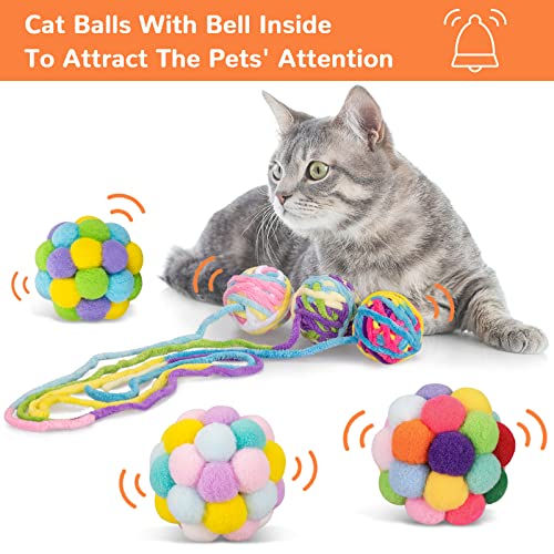 Retro Shaw Cat Toys Balls with Bells, Woolen Yarn Kitten Ball Toys, Interactive Kitten Toys for Indoor Cats Kitty, Cat Nip Chew Toys for All Pet Breed