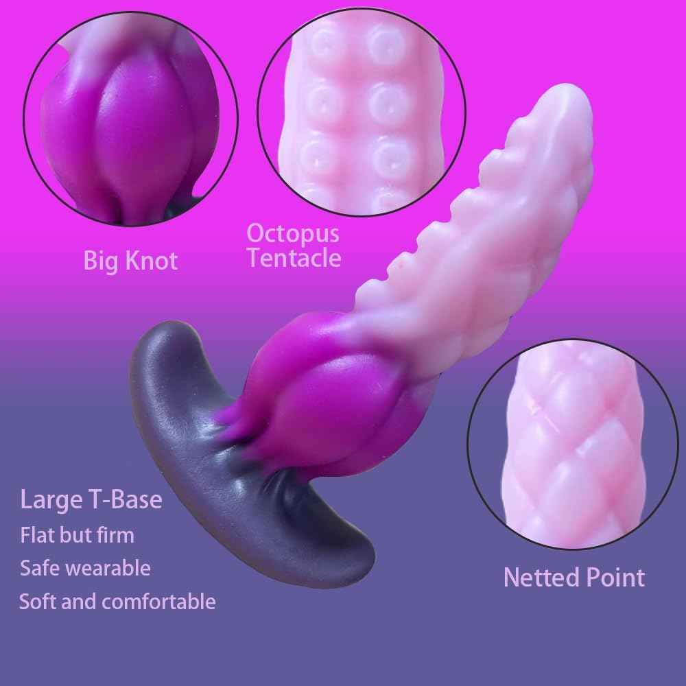 Tentacle Butt Plug with Big Knot,Liquid Silicone Anal Plug with Bumps,Wearable Monster Adult Sex AnalToy,Fantasy Sex Gifts,S&M Anal Trainer Masturbation for Men Women Lesbian Gay and Couples