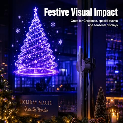 3D Hologram Fan, 16.5in 3D Hologram Projector Advertising Display With 224 LED Light Beads Holographic Video Projector for Business Store Signs, Bar, Casino, Party, Christmas