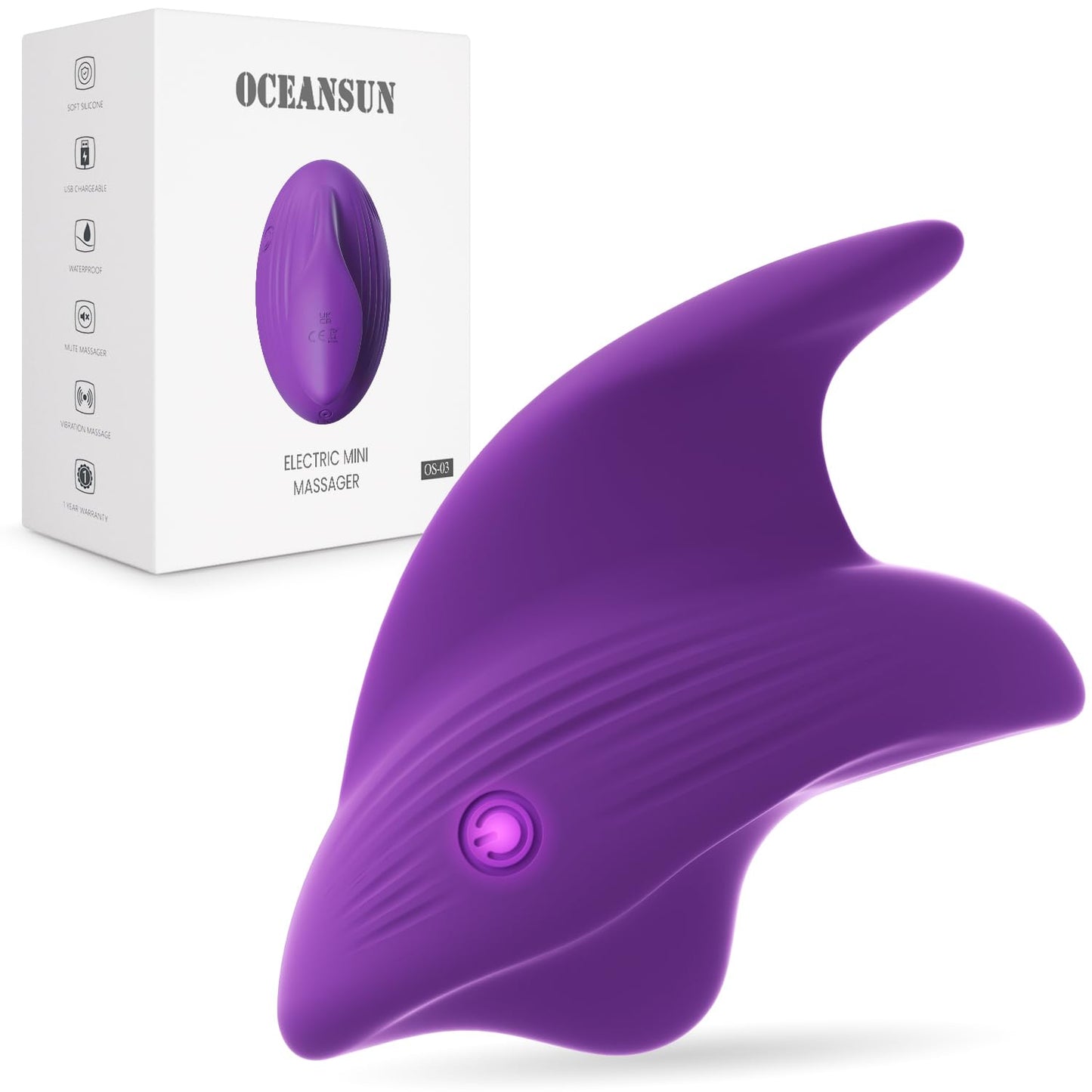 OCEANSUN Soft Finger Massage Ball, Waterproof Rechargeable Mini Massage Tool