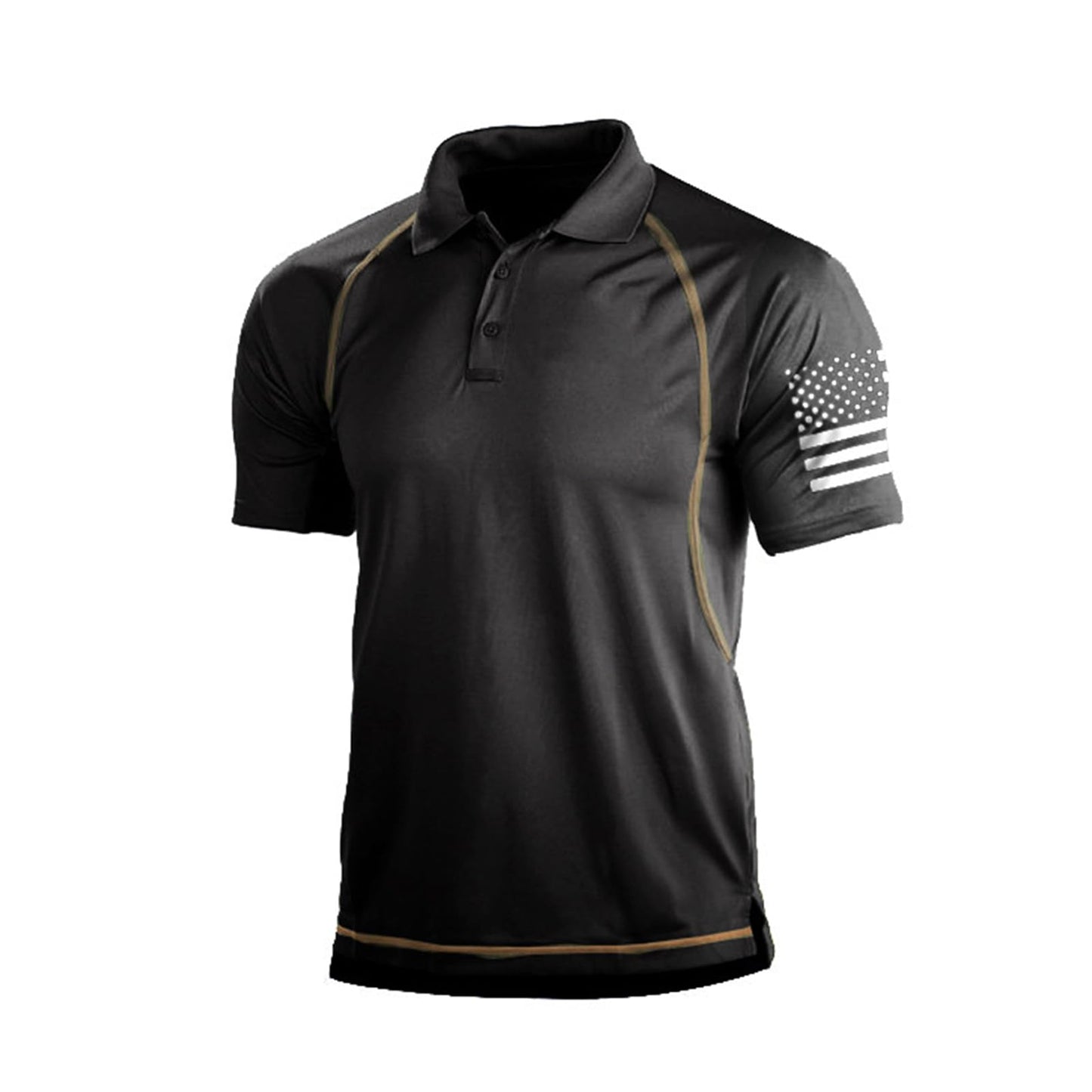 H HYFOL Short Sleeve Polo Shirts for Men Graphic Stretch Casual American Patriotic Raglan Golf Polos for Men