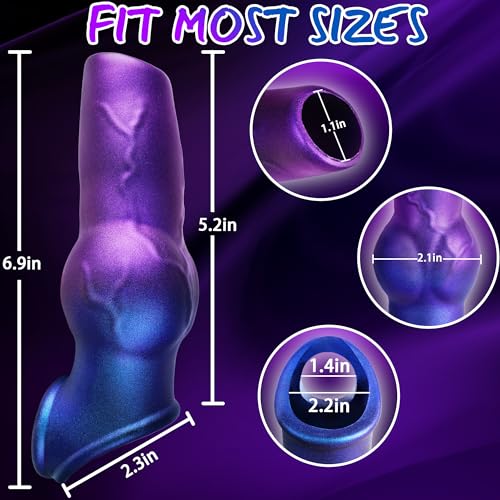 Dog Knot Penis Sleeve Girth Enhancer Sleeve with Cock Ring - Half Covered Silicone Cock Sleeve Reusable Penis Extender Sheath for Men, Delay Ejaculation Dick Extender Penis Enlarge for Couples