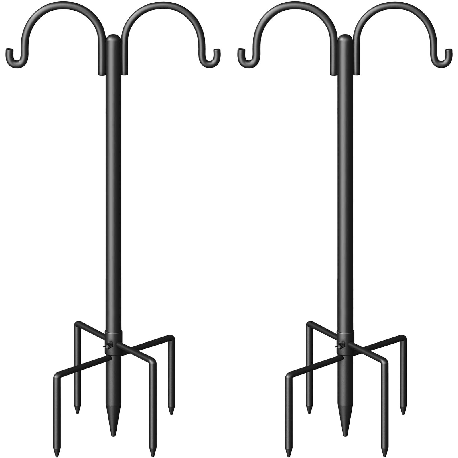 Surprizo Double Shepherds Hooks for Outdoor, Heavy Duty Bird Feeder Pole with 5-Prong Base - Rust-Proof, Adjustable Bird Feeder Hanger for Garden, Wedding Decor & Hanging Plants