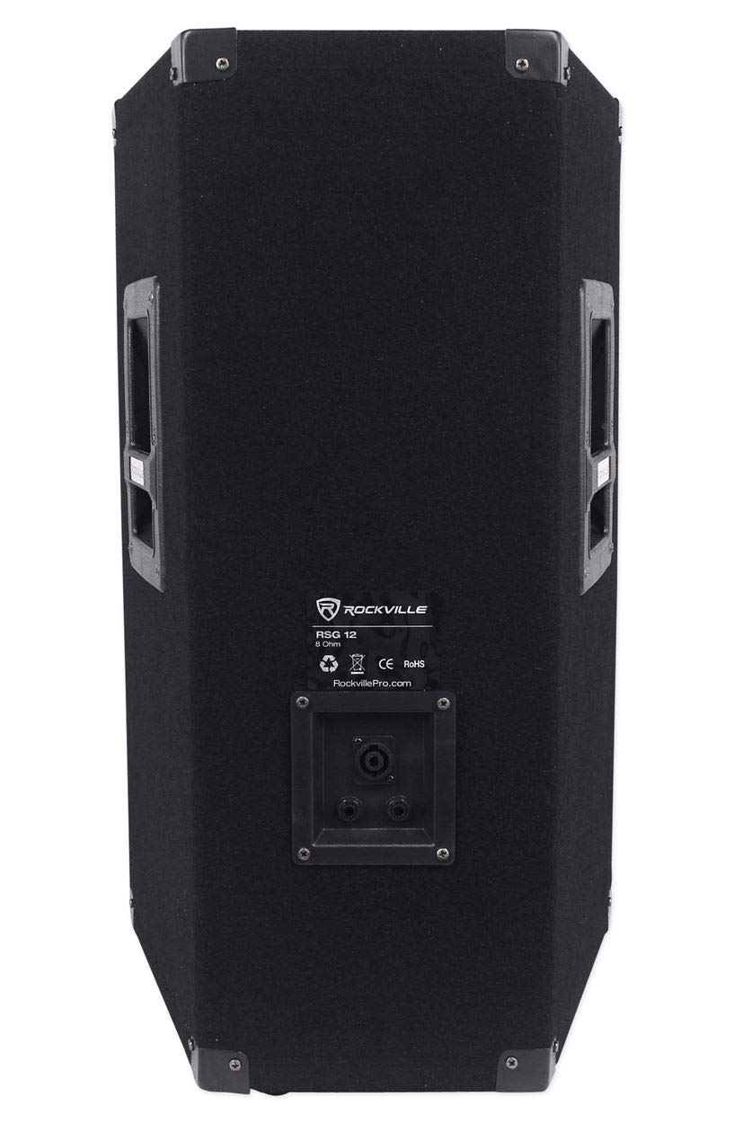 Rockville RSG12 12-Inch 1000 Watt Peak / 500 Watt RMS 8-Ohm 3-Way Passive PA Speaker, High-Power Audio, Durable Build, Wide Dispersion, for DJs and Live Events, 2-Piece