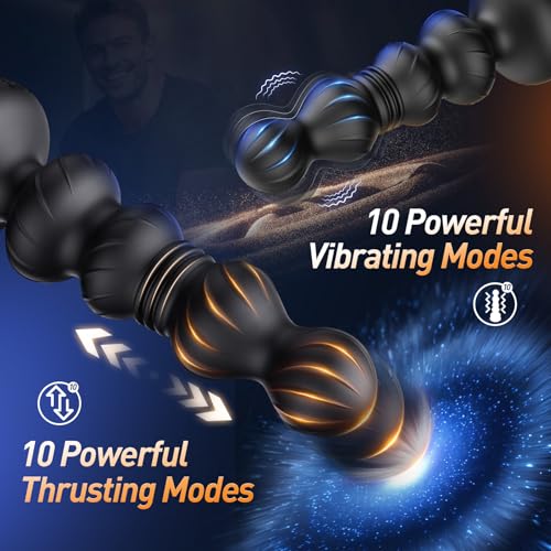 Thrusting Anal Beads Prostate Massager, BEISAR Anal Vibrator Anal Toys Butt Plug 10 Vibrating Thrusting Anal Plug Male Sex Toys for Men Women Adult Toys Gradual Bead Anal Trainer App