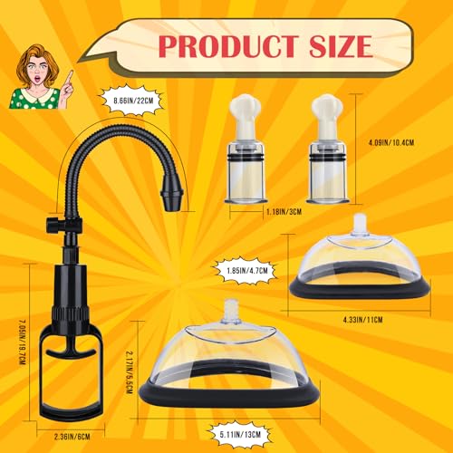 Pussy Pump with 2 Clit Nipple Suckers Set, BDSM Toys Clitoral Pump Vagina Pumps Sexual Pleasure Tools for Women Couples, Nipple Sucking Toys with 3 Strong Suction Cups, Adult Sex Toys Kit