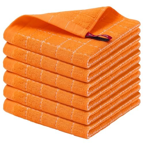 Homaxy 100% Cotton Terrycloth Check Design Dish Cloths & Dish Towels, Soft and Absorbent, Perfect for Kitchen Drying and Washing