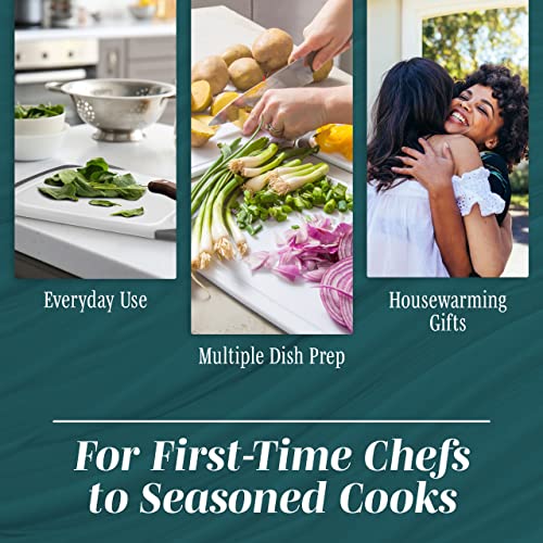 Cutting Boards for Kitchen - BPA-Free Chopping Board - Different Sizes & Non Slip Handles - Reversible, Large Cutting Board Set - Unique Gifts for Cooks Who Have Everything - 3-Pack