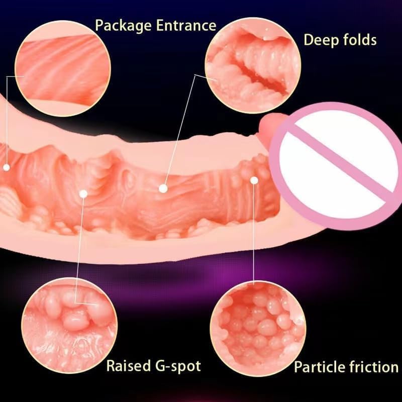 2 in 1 Realistic Dildo Male Masturbators with Pocket Pussy Vigina,Lifelike Dildo Sex Doll with Balls,Portable Adult Sex Love Toy Stroker,TPE Penis Sleeve Extender Enlarger Prolong for Gay Men Couples