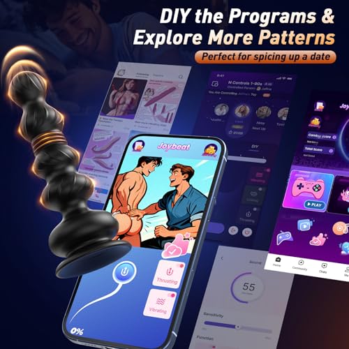 Thrusting Anal Beads Prostate Massager, BEISAR Anal Vibrator Anal Toys Butt Plug 10 Vibrating Thrusting Anal Plug Male Sex Toys for Men Women Adult Toys Gradual Bead Anal Trainer App