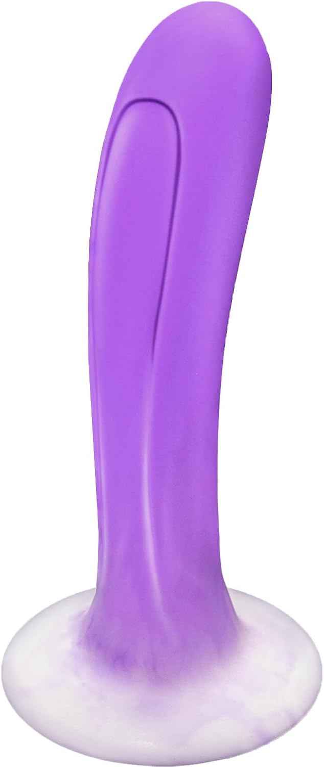 Beginner Anal Plug Anal Sex Toys,Soft Liquid Silicone Anal Dildo Trainer for Comfortable Long-Term Wear,Comfortable Curved ergonomics with Flared Suction Cup Base,Women Men Adult Sex Toys (Purple)