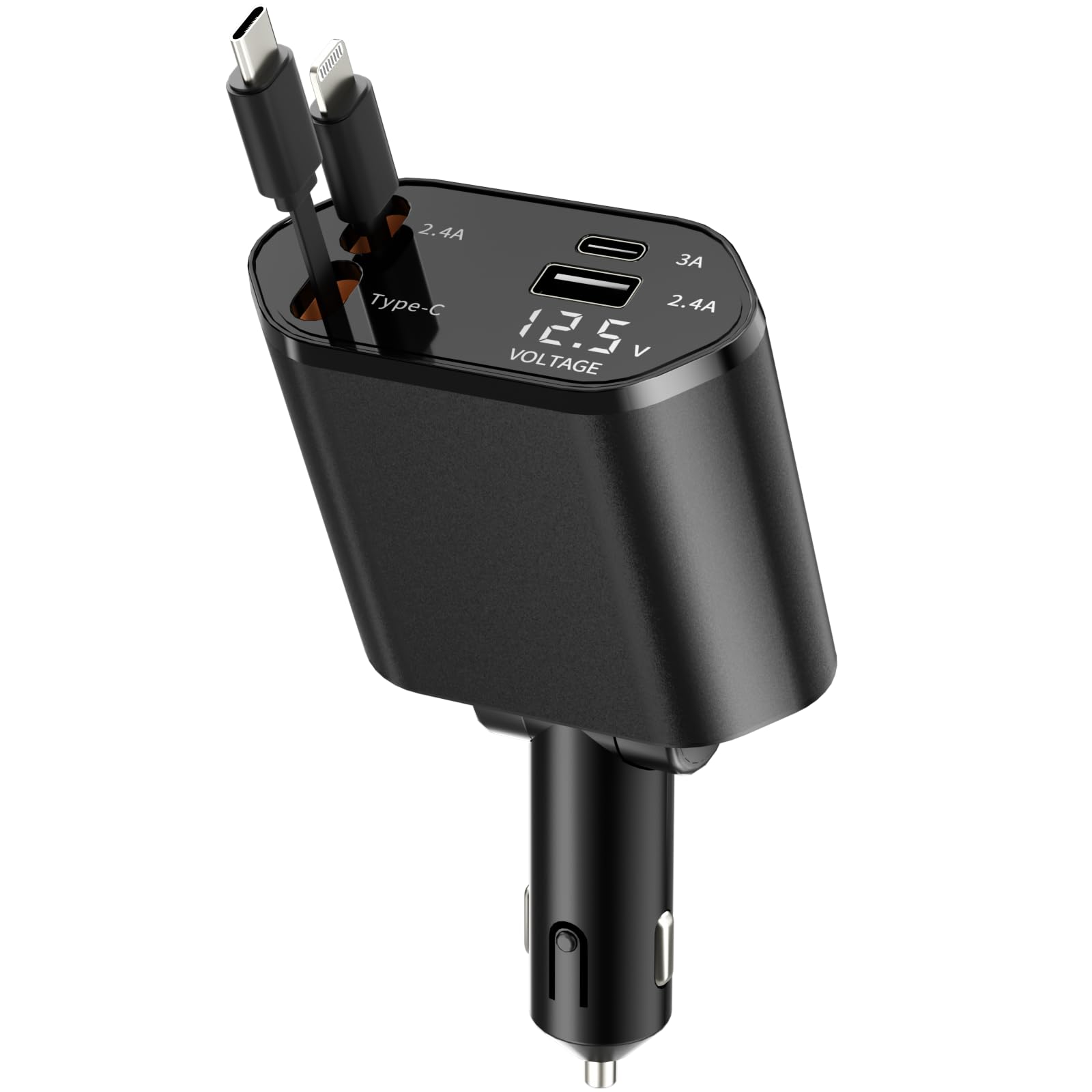 Retractable Car Charger, 4 in 1 Fast Charging Car Charger