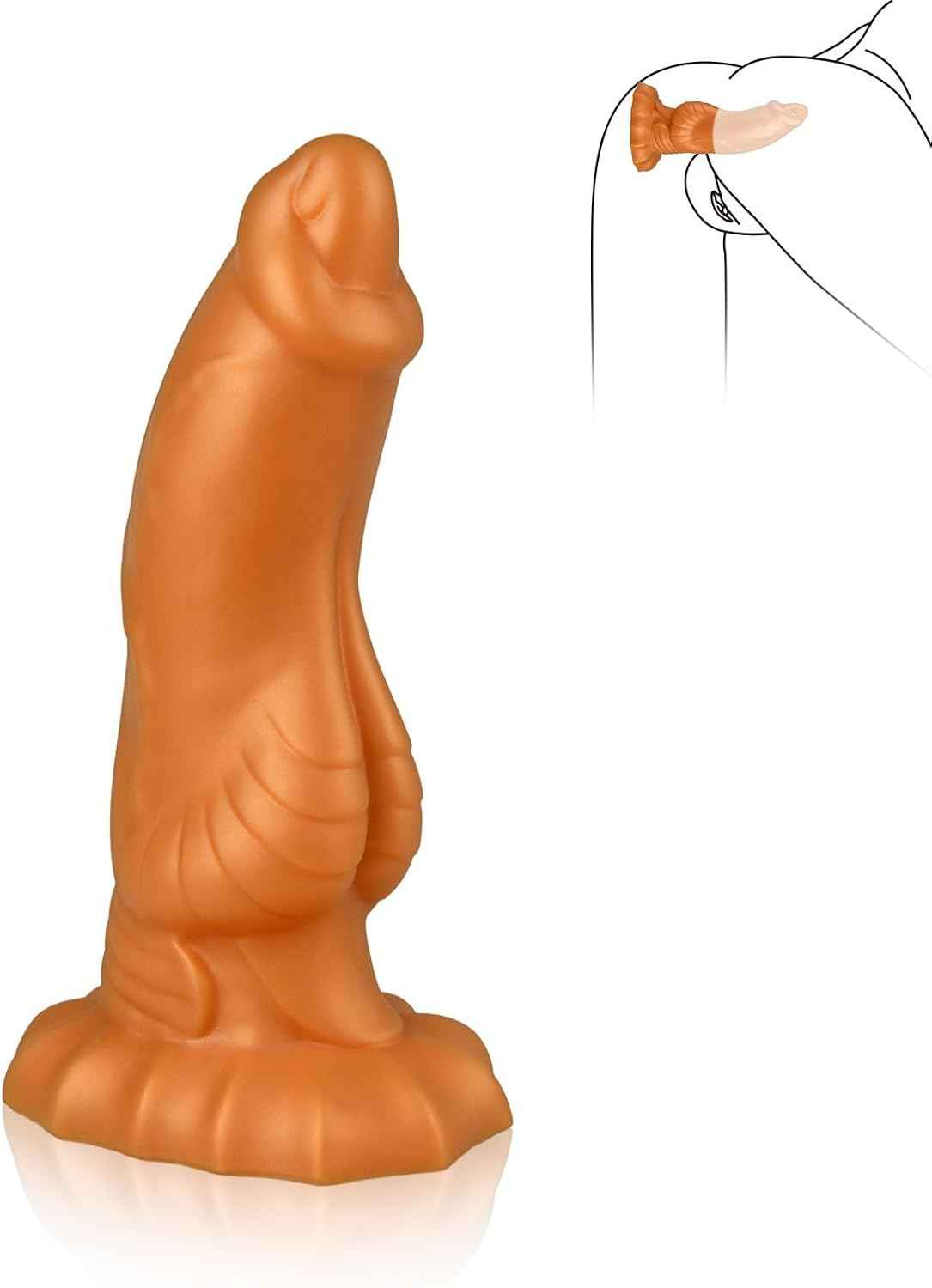 Liquid Silicone Anal Sex Toys Butt Plug Realistic Dildo G Spot Dildo Animal Penis Small Cock Vaginal Stimulation Prostate Massager for Male Female Masturbation Romi (S)