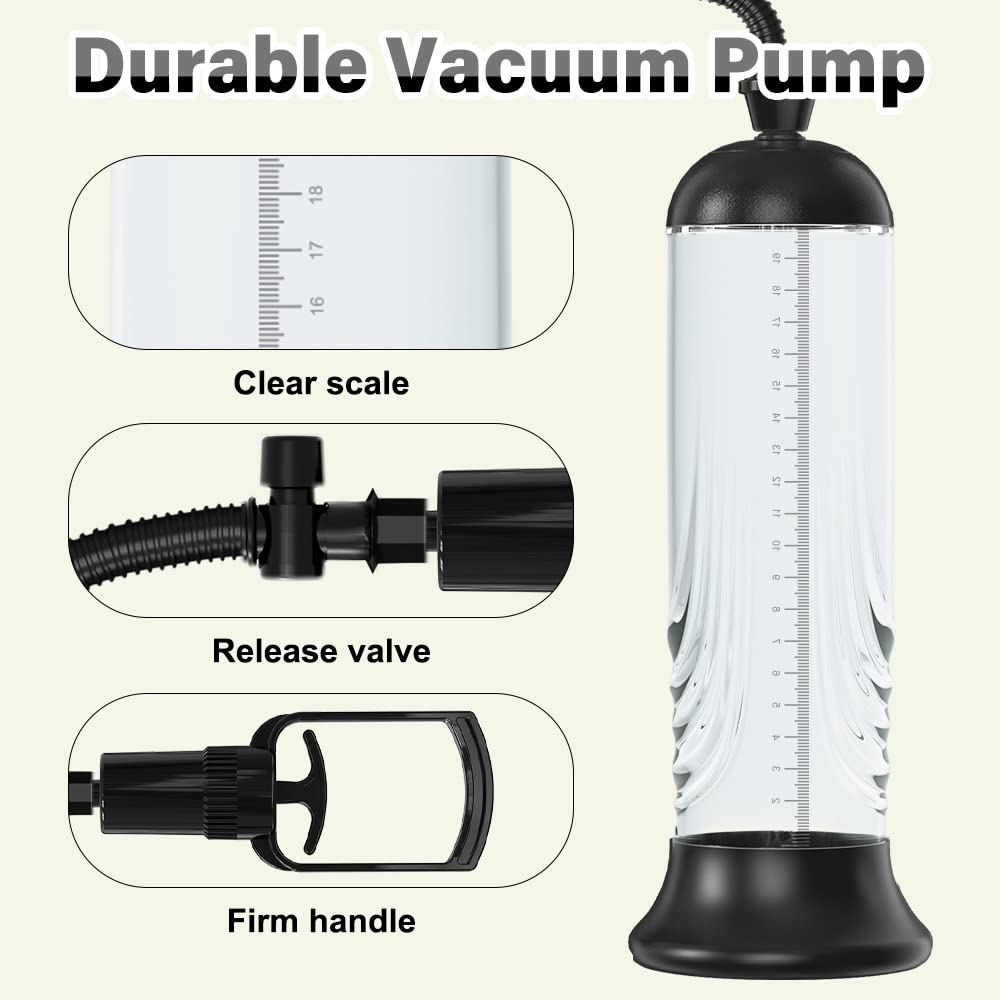 Penis Vacuum Pump, Manual Penis Enlarger Enlargement Extend Pump Air Pressure Device, Adult Male Sex Toys for Men Stronger Bigger Erections with 3pcs Suction Sleeves