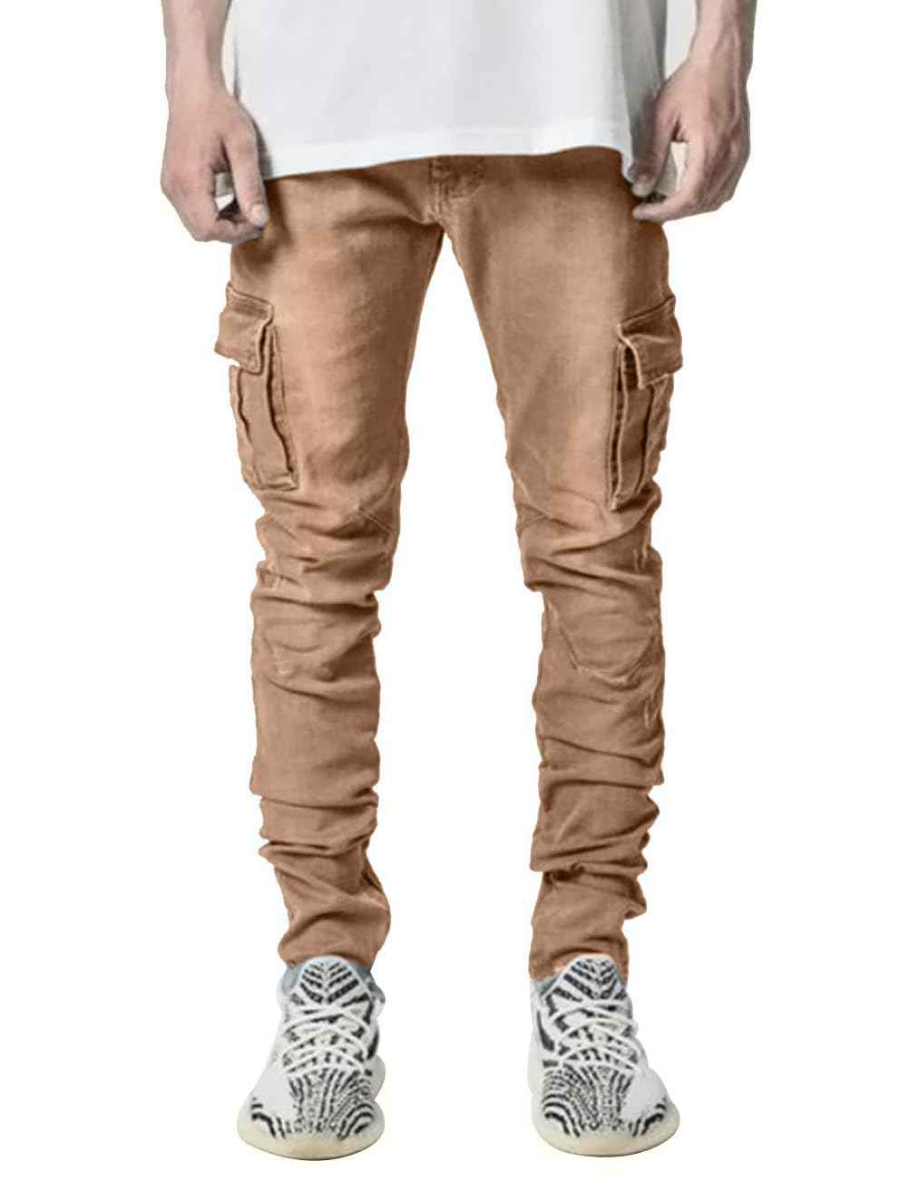 HUNGSON Men's Slim Fit Stretch Jeans Ripped Skinny Jeans for Men, Distressed Straight Leg Fashion Comfort Flex Waist Pants