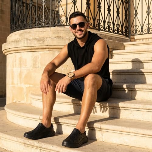 CUSHIONAIRE Fuel EVA Recovery Shoes for Men, Lightweight Slip On Waterproof Sneaker Clogs with Cushioned Footbed and Ventilated Design