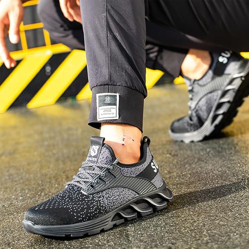 SUADEX Steel Toe Sneakers for Men Women Indestructible Work Safety Shoes Lightweight Comfortable Slip Resistant Composite Toe
