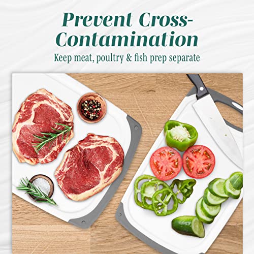 Cutting Boards for Kitchen - BPA-Free Chopping Board - Different Sizes & Non Slip Handles - Reversible, Large Cutting Board Set - Unique Gifts for Cooks Who Have Everything - 3-Pack