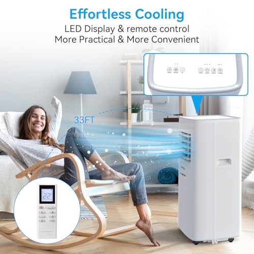 8400,10000,12000,14000,15000 BTU Portable Air Conditioners, Portable Ac with Remote Control Cool Up to 350,450 Sq.Ft, 3 IN 1 with Remote Control Sleep Mode, Windows kit,White & Garage