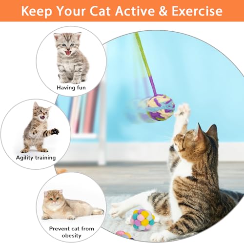 Retro Shaw Cat Toys Balls with Bells, Woolen Yarn Kitten Ball Toys, Interactive Kitten Toys for Indoor Cats Kitty, Cat Nip Chew Toys for All Pet Breed
