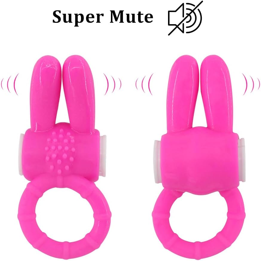 Silicone Vibrating Cock Ring with Rabbit Ears,Penis Ring for Couples Sex Toys G-spot Stimulation for Man Couples Sex Play Waterproof