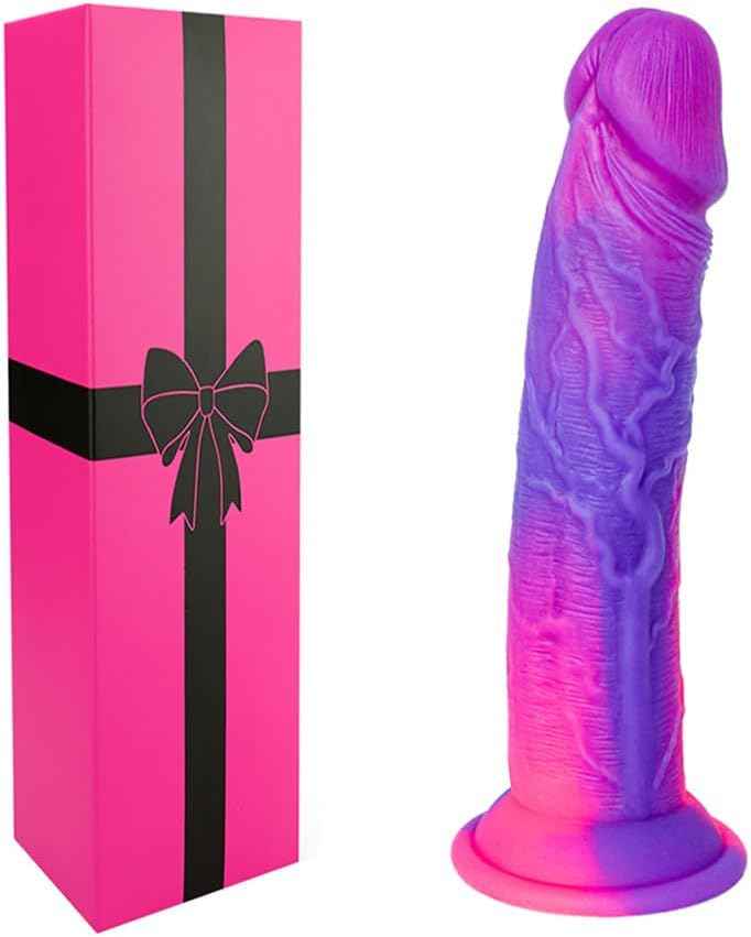 Hainuo Realistic Silicone Dildo with Suction Cup Purple Pink