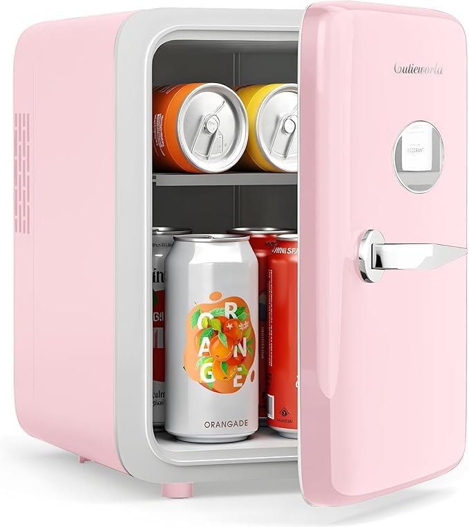 CUTIEWORLD Skincare Fridge With Dimmable LED Light Mirror
