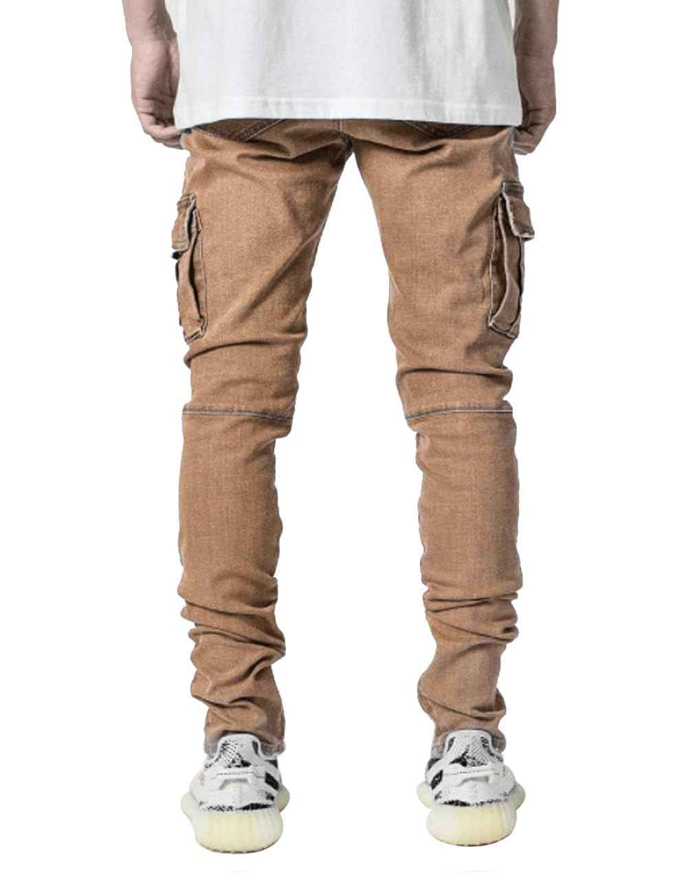 HUNGSON Men's Slim Fit Stretch Jeans Ripped Skinny Jeans for Men, Distressed Straight Leg Fashion Comfort Flex Waist Pants